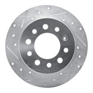 Hyundai Tiburon Brake Rotor (1) - Rear Left - R1 Concepts - Drilled & Slotted - Silver - `03-`08